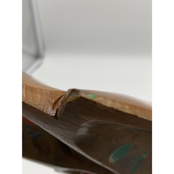 Vntg Mexican Folk Art Wooden Wood Divided Bowl/Tray 14” Long 8” Wide Flowers - Picture 9 of 12